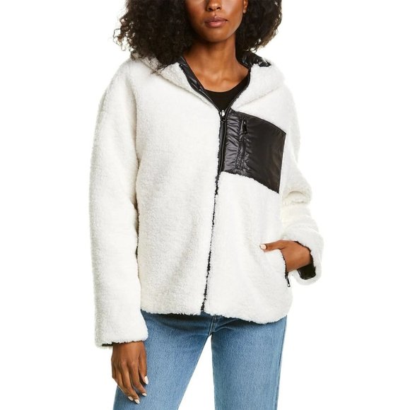 ADRIENNE LANDEAU Reversible Puffer Sherpa Jacket Black / White - NWT - M - Picture 4 of 6